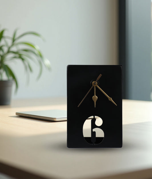 Modern Rectangular Table Clock with Bold Number 6