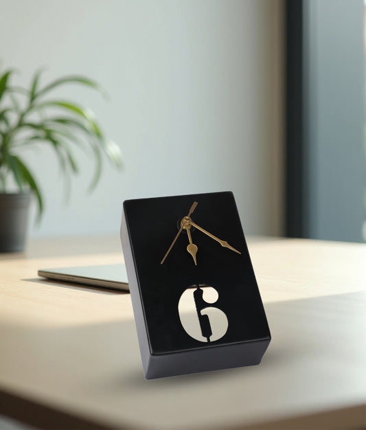 Modern Rectangular Table Clock with Bold Number 6
