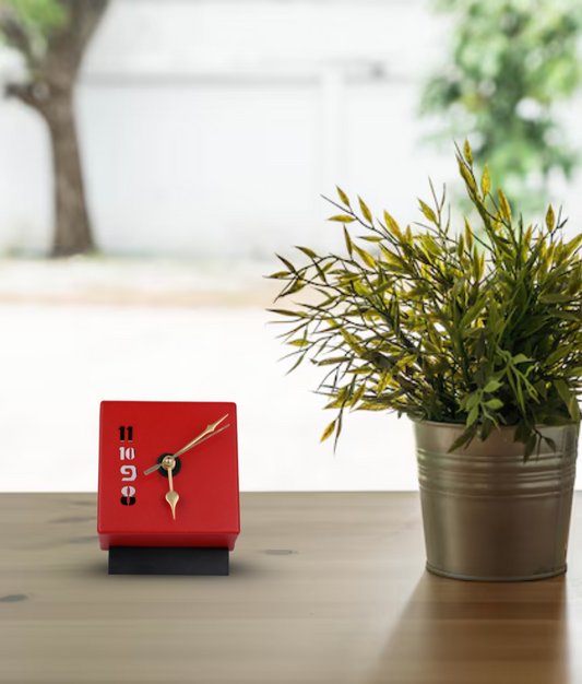 Modern Block Table Clock with Number Cutouts
