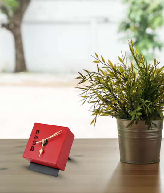 Modern Block Table Clock with Number Cutouts