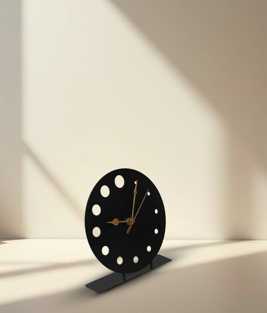 Circular Dotted Metal Table Clock