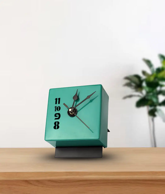 Teal Quadrant Cube Table Clock