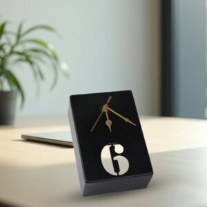 Modern Rectangular Table Clock with Bold Number 6