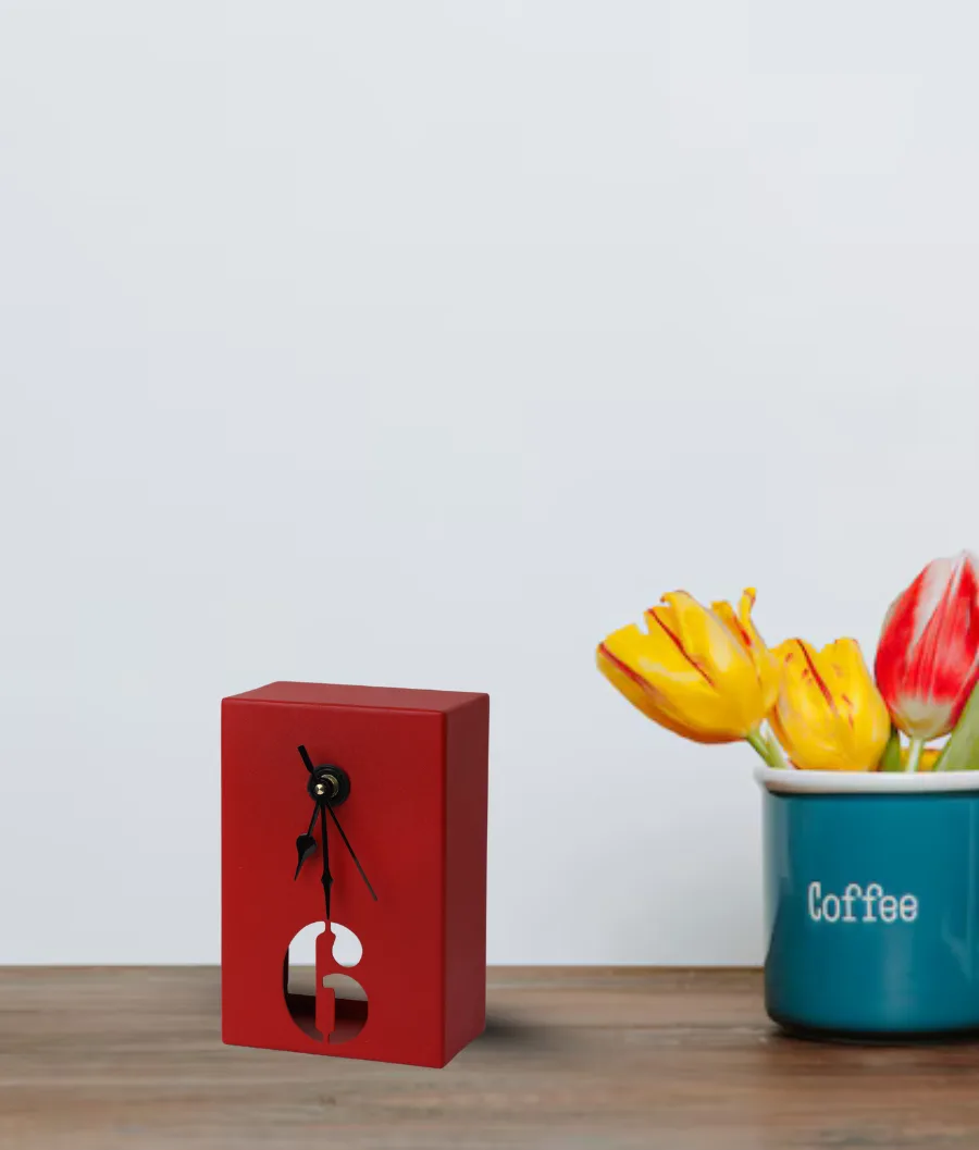 Modern Rectangular Table Clock with Bold Number 6 - image 4