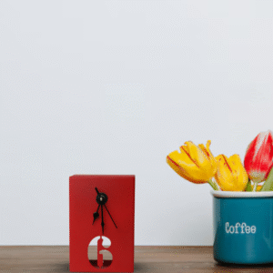 Modern Rectangular Table Clock with Bold Number 6