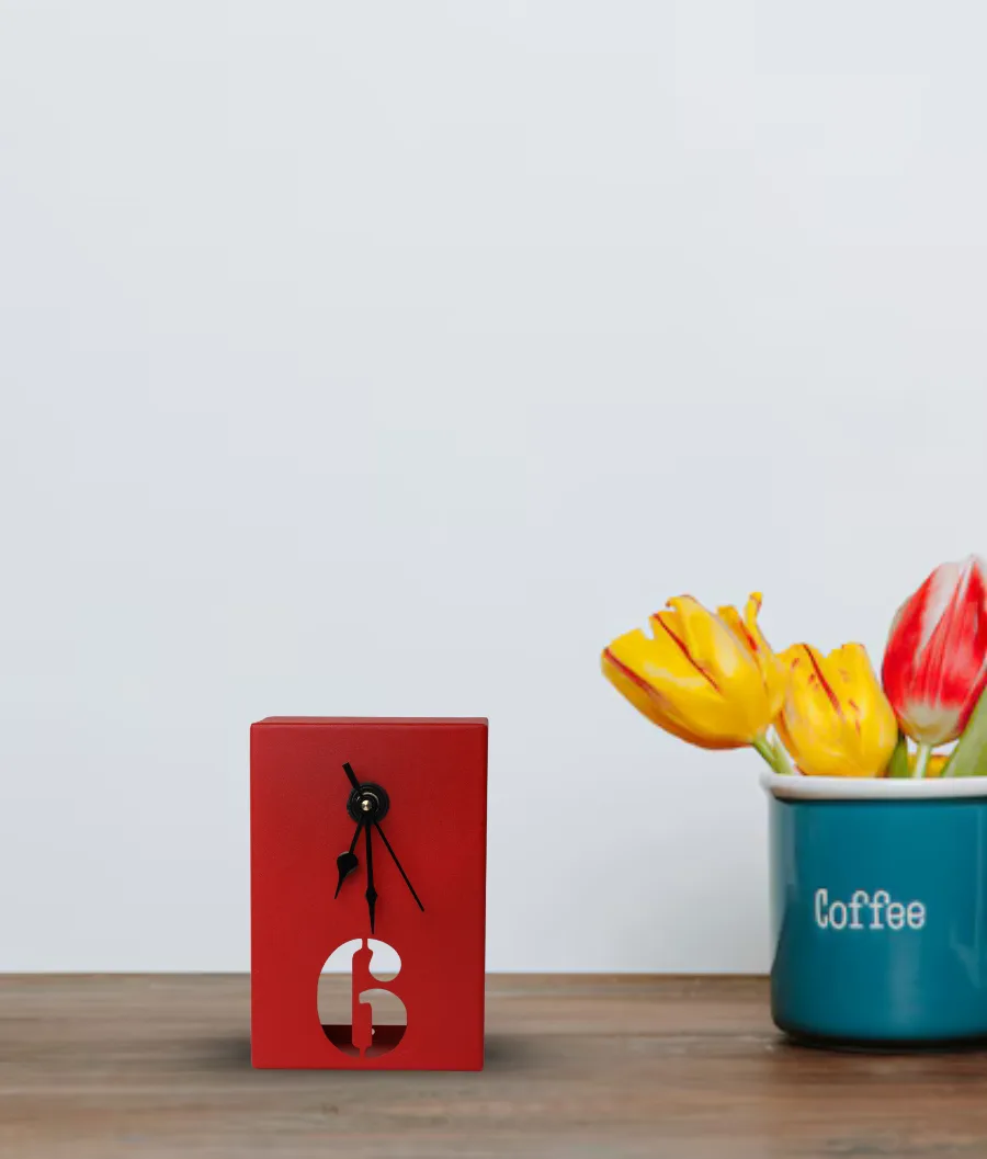 Modern Rectangular Table Clock with Bold Number 6 - image 3