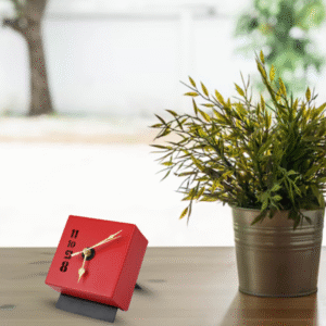 Modern Block Table Clock with Number Cutouts