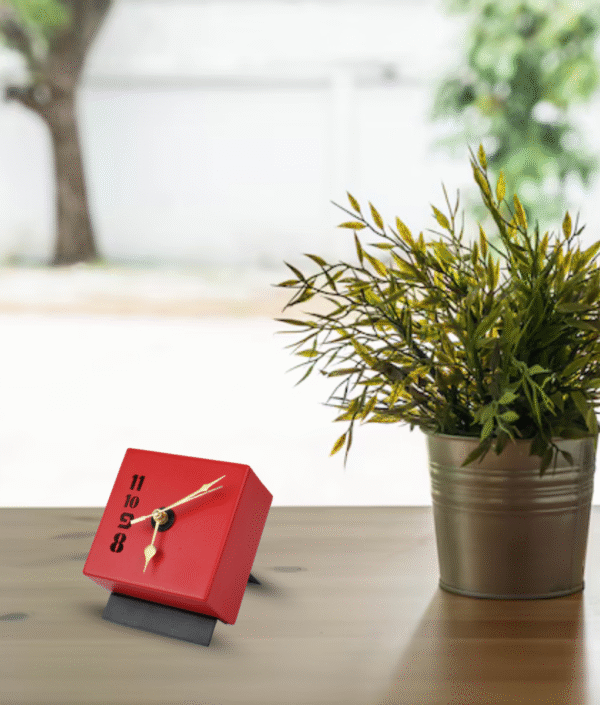 Modern Block Table Clock with Number Cutouts - Image 5