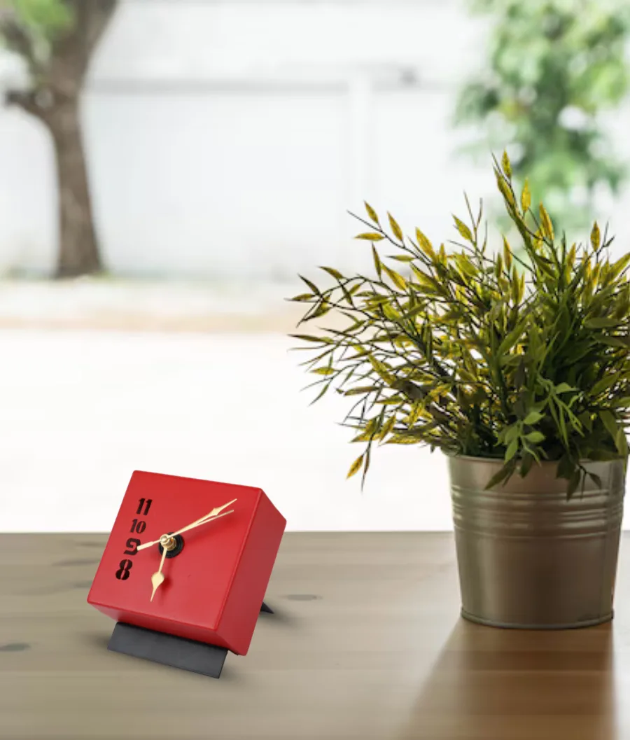 Modern Block Table Clock with Number Cutouts - image 5
