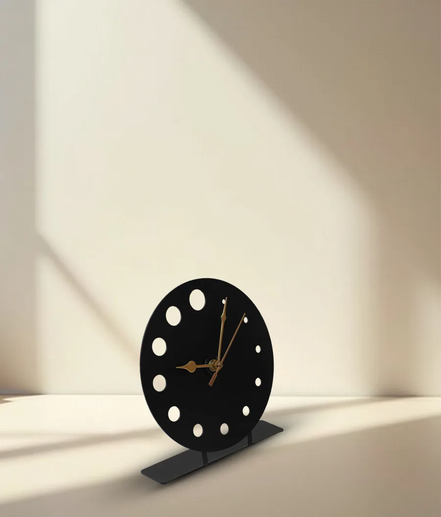 Circular Dotted Metal Table Clock - image 2