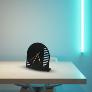 Arched Metal Table Clock with Linear Cutouts