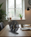 Modern Round Cutout Metal Table Clock with Bold Numerals