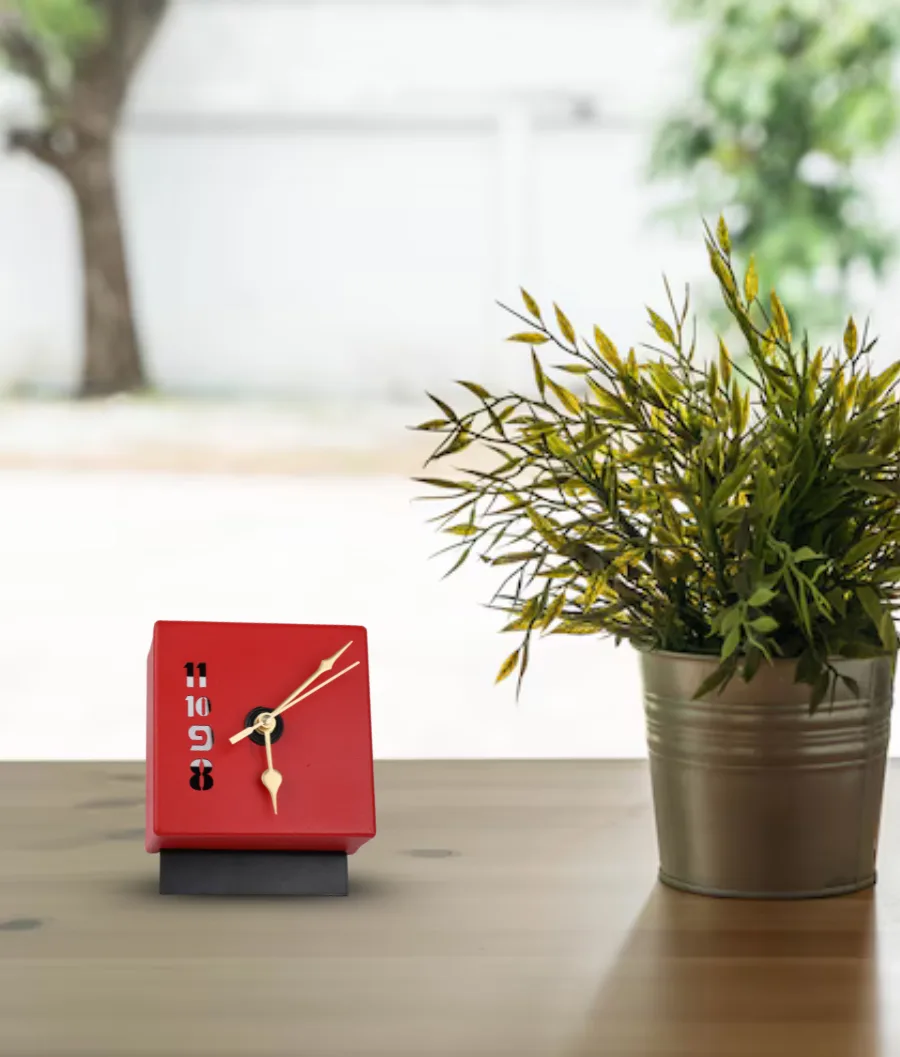 Modern Block Table Clock with Number Cutouts - image 4
