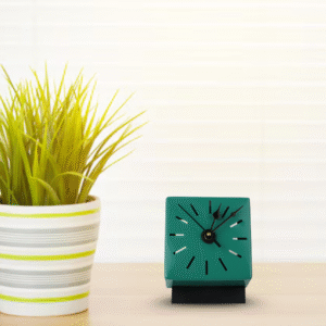 Modern Green Block Table Clock with Minimalist Dash Markers