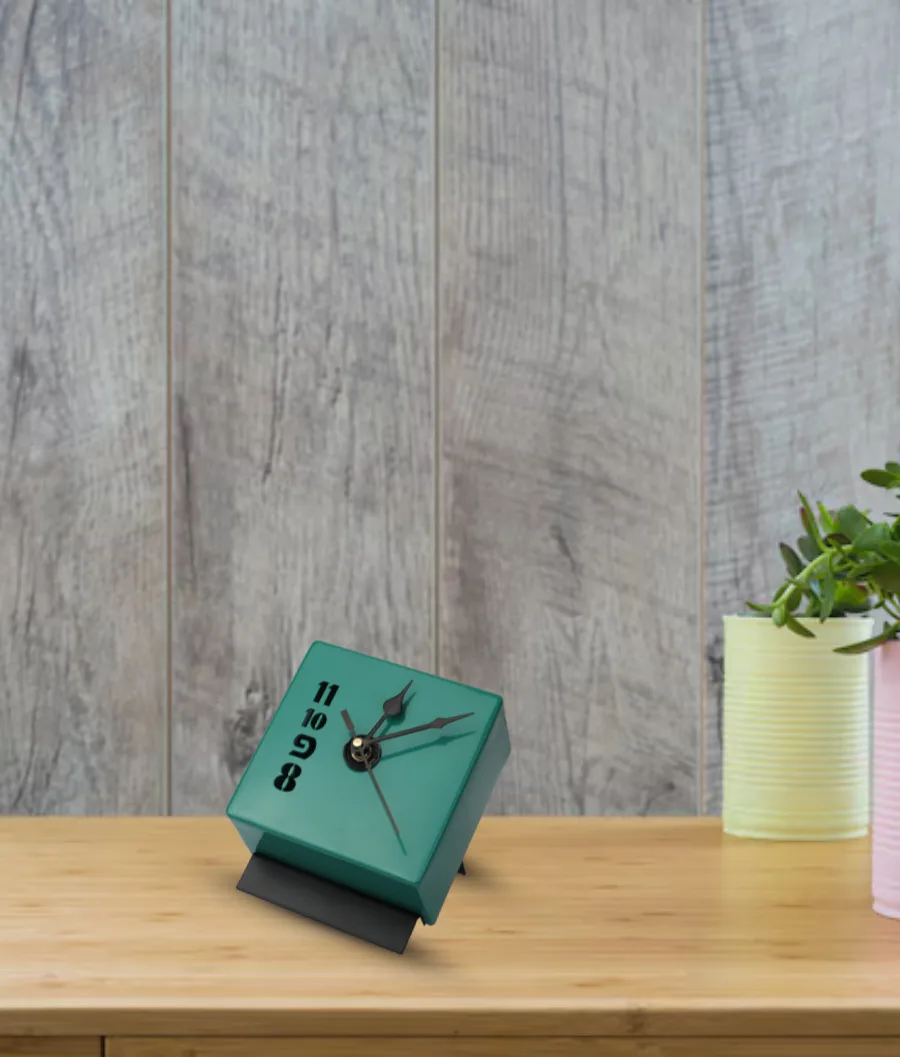Modern Block Table Clock with Number Cutouts - image 2