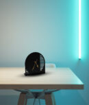 Arched Metal Table Clock with Linear Cutouts