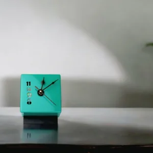 Teal Quadrant Cube Table Clock