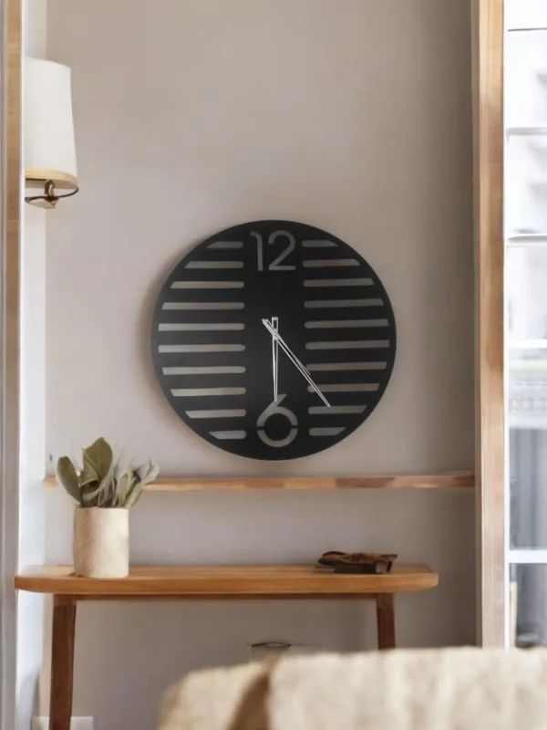 ShadowStripe Modern Wall Clock – Minimalist Slatted Design - Image 3