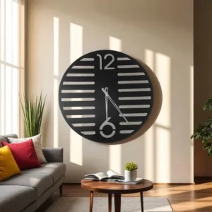 ShadowStripe Modern Wall Clock – Minimalist Slatted Design