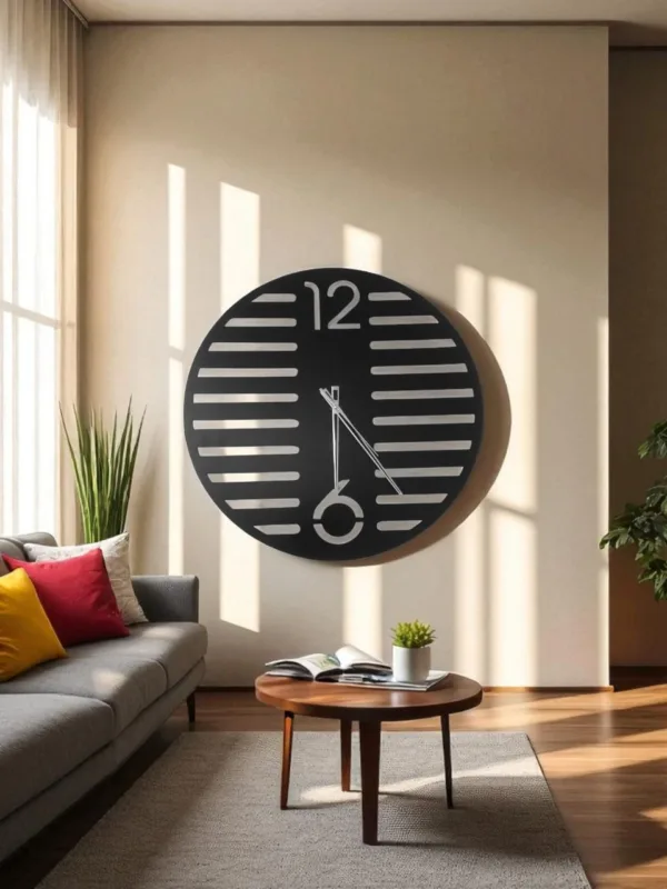 ShadowStripe Modern Wall Clock – Minimalist Slatted Design