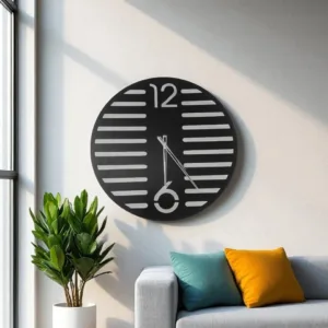 ShadowStripe Modern Wall Clock – Minimalist Slatted Design