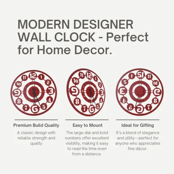 OrbitEdge Classic Metal Wall Clock – 20 Dual Ring Design - Image 10