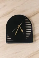 Arched Metal Table Clock with Linear Cutouts