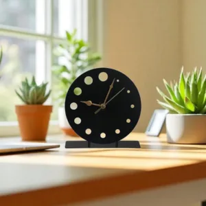 Circular Dotted Metal Table Clock
