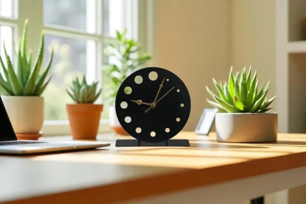 Circular Dotted Metal Table Clock - Image 5