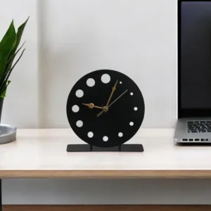 Circular Dotted Metal Table Clock