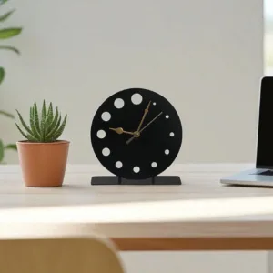 Circular Dotted Metal Table Clock