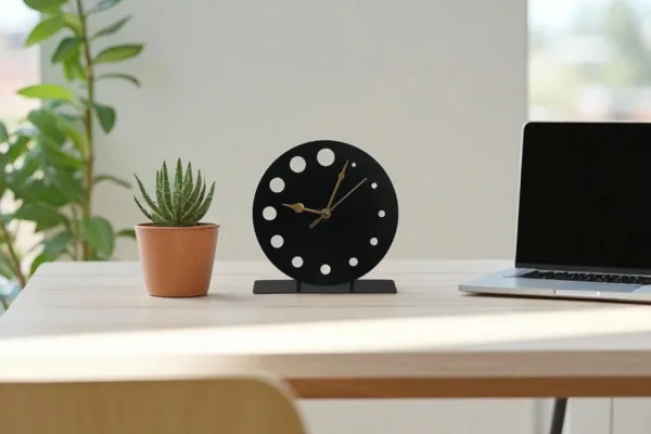 Circular Dotted Metal Table Clock