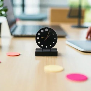 Circular Dotted Metal Table Clock