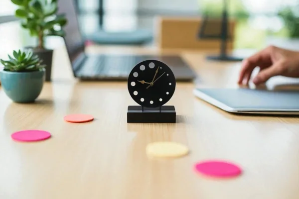 Circular Dotted Metal Table Clock - Image 4