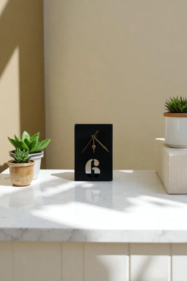 Modern Rectangular Table Clock with Bold Number 6 - Image 8