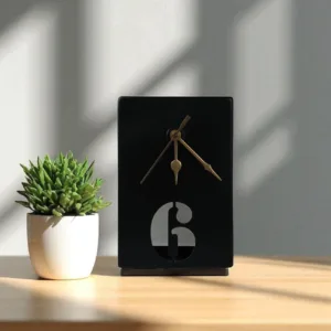 Modern Rectangular Table Clock with Bold Number 6