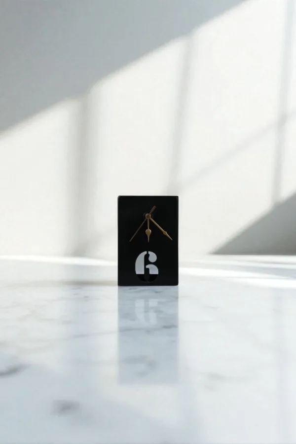 Modern Rectangular Table Clock with Bold Number 6 - Image 6