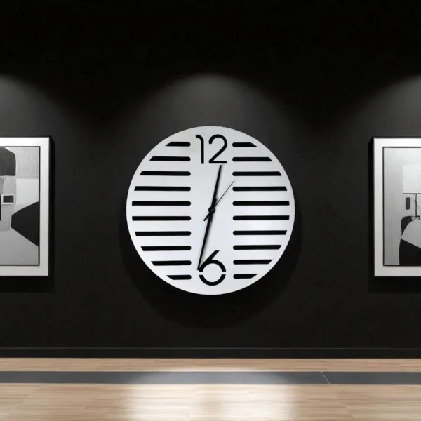 ShadowStripe Modern Wall Clock – Minimalist Slatted Design - Image 4