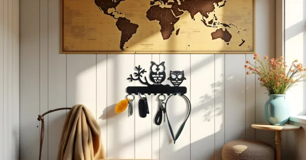 Owl Metal Key Holder – 25cm x 13cm, 9 Hooks - Image 7