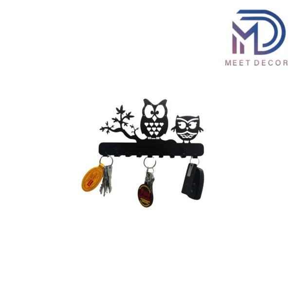 Owl Metal Key Holder – 25cm x 13cm, 9 Hooks - Image 5