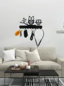 Owl Metal Key Holder – 25cm x 13cm, 9 Hooks