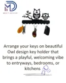 Owl Metal Key Holder – 25cm x 13cm, 9 Hooks