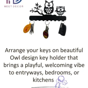 Owl Metal Key Holder – 25cm x 13cm, 9 Hooks