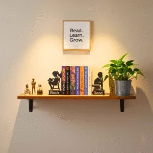 Metal Bookends for Heavy Books | Strong Anti-Slip Decorative Book Ends for Home Decor | Cute Reading Design Book Holder for Shelf, Library, Office, Study Room & Gift Use