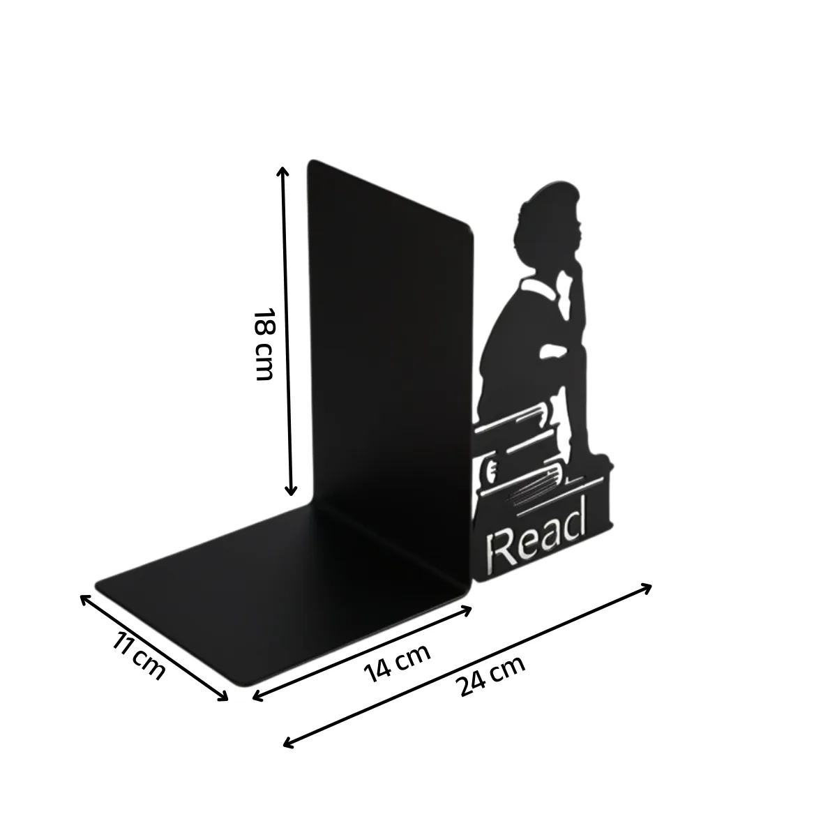 Metal Bookends for Heavy Books | Strong Anti-Slip Decorative Book Ends for Home Decor | Cute Reading Design Book Holder for Shelf, Library, Office, Study Room & Gift Use - Image 2