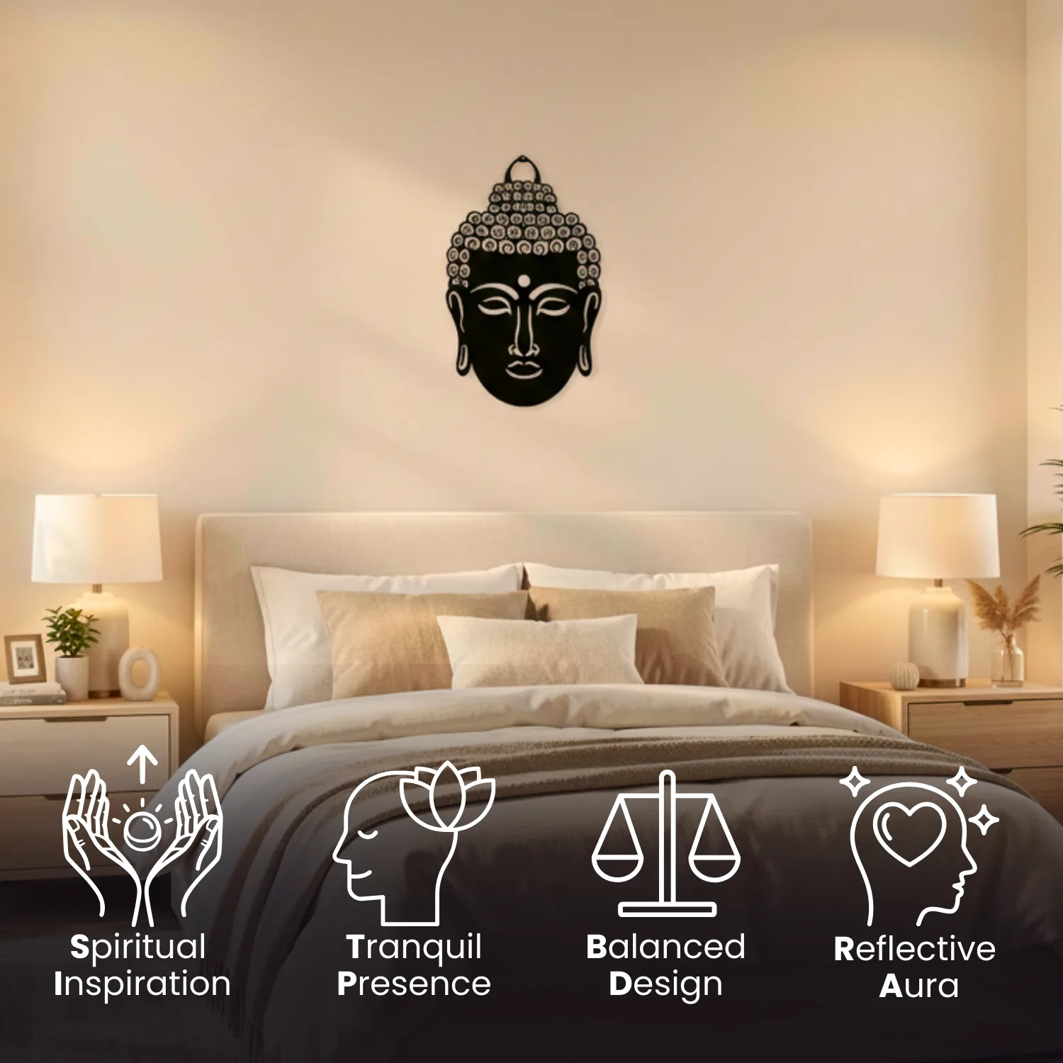 Metal Buddha Hanging Wall Decor Art | Wall Hanging Decoration | Black Gautam Buddha Idol for Home Decor | Wall Decor Items for Living Room, Bedroom, Balcony Yoga Meditation ( 45 x 30 cm ) - Image 6