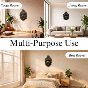 Metal Buddha Hanging Wall Decor Art  |  Wall Hanging Decoration | Black Gautam Buddha Idol for Home Decor | Wall Decor Items for Living Room, Bedroom, Balcony Yoga Meditation ( 45 x 30 cm )