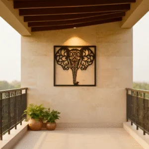 Elephant Metal Wall Art 21x18 Inch Black - Intricate Jaali Design Wall Hanging Decor, No Drill Panel for Living Room Bedroom Entryway Staircase - Aesthetic Home Decor Items, Metal Wall Decor, Wall Art Hanging Decoration