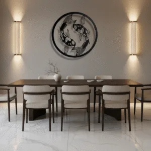 Koi Fish Metal Wall Art for Living Room | 18 x 18 Inch Wall Decor | No Drill Wall Hanging Decoration | Aesthetic Home Decor, Wall Art for Living Room Big Size, Bedroom, Yin yang home decor & Home Decoration