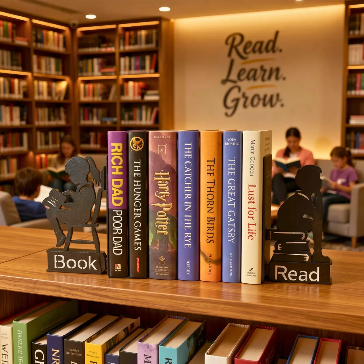 Metal Bookends for Heavy Books | Strong Anti-Slip Decorative Book Ends for Home Decor | Cute Reading Design Book Holder for Shelf, Library, Office, Study Room & Gift Use - Image 7